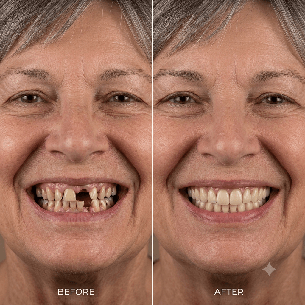 All-on-4 dental implants before and after – Kocaqi Dental Clinic Tirana Albania