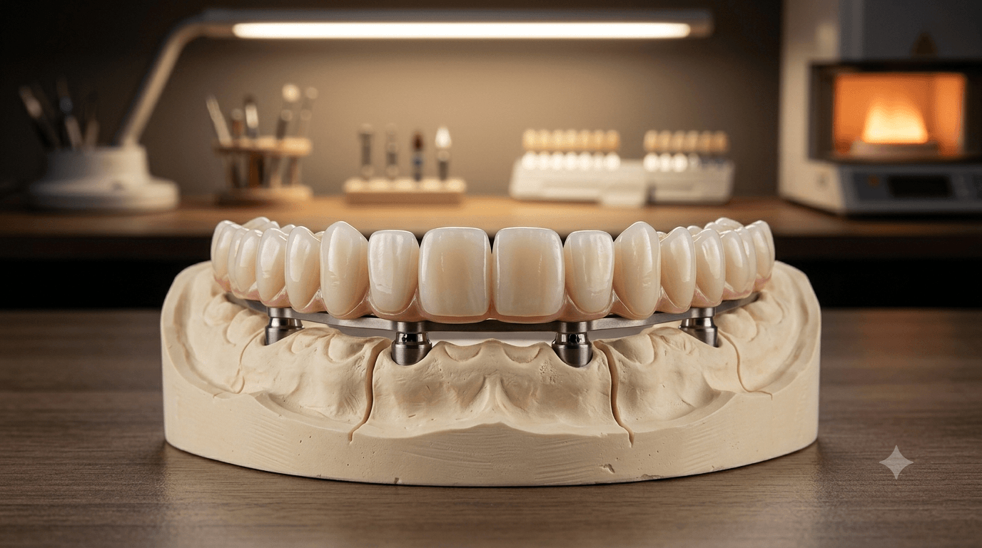 All-on-4 zirconia prosthesis – Kocaqi Dental Clinic in-house laboratory Tirana