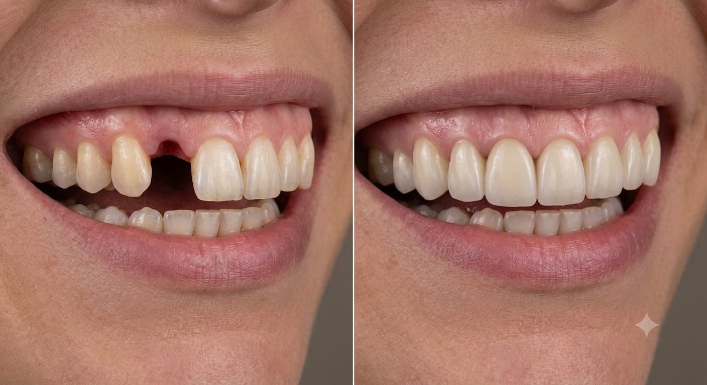 Dental bridge before and after – Kocaqi Dental Clinic Tirana Albania