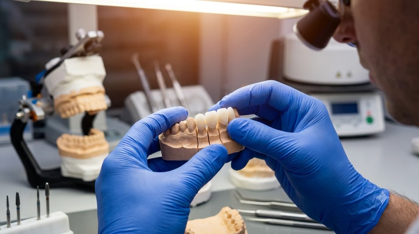 Dental bridge fabrication in laboratory – Kocaqi Dental Clinic Tirana Albania